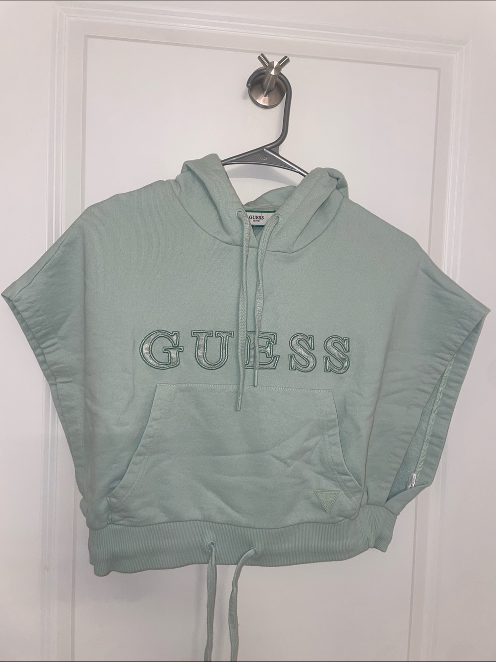 Guess Mint Sage Cropped Hoodie